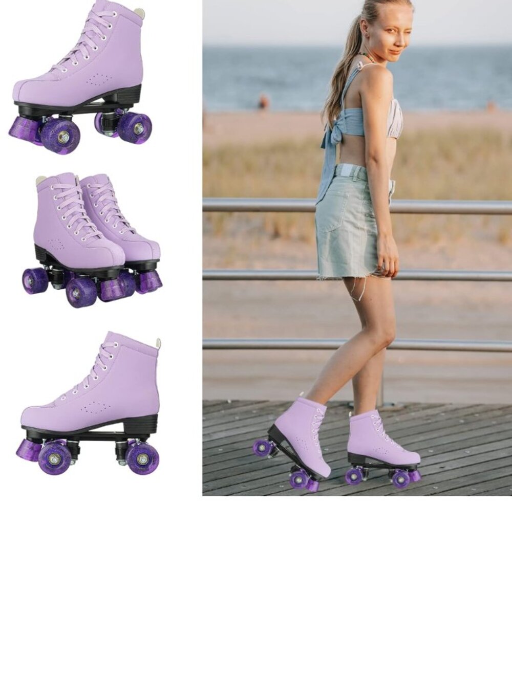 Roller Skates Purple High Top Beginner Indoor/Outdoor Womens US 40 sz 9